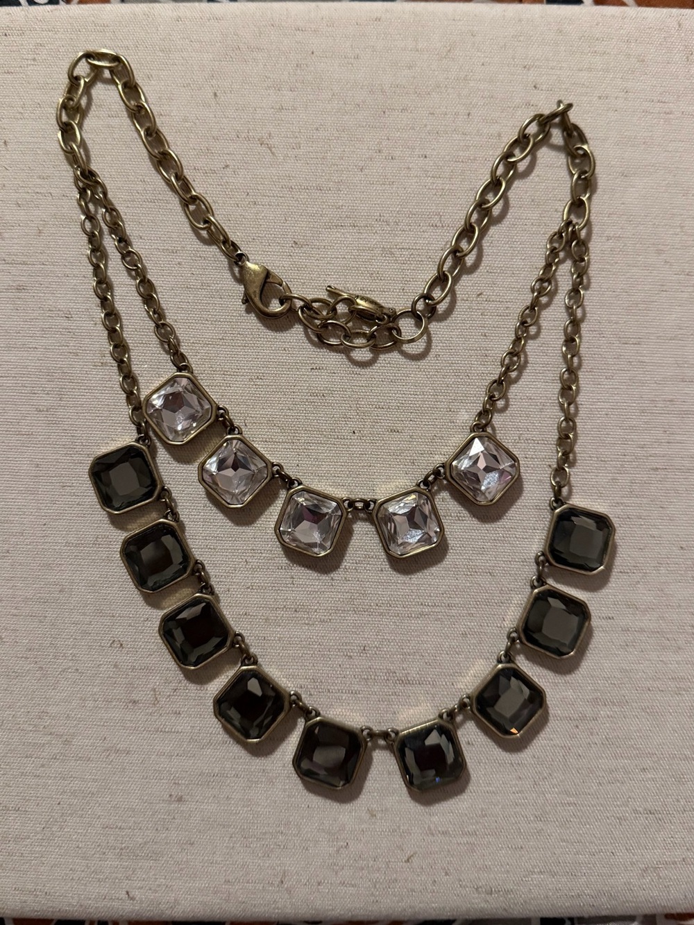 Chloe + Isabel Gold-Tone Double Layer Necklace with Clear and Smoky Stones